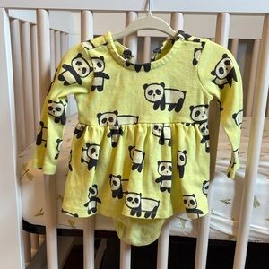 Tea Collection Yellow Panda Print Baby Dress